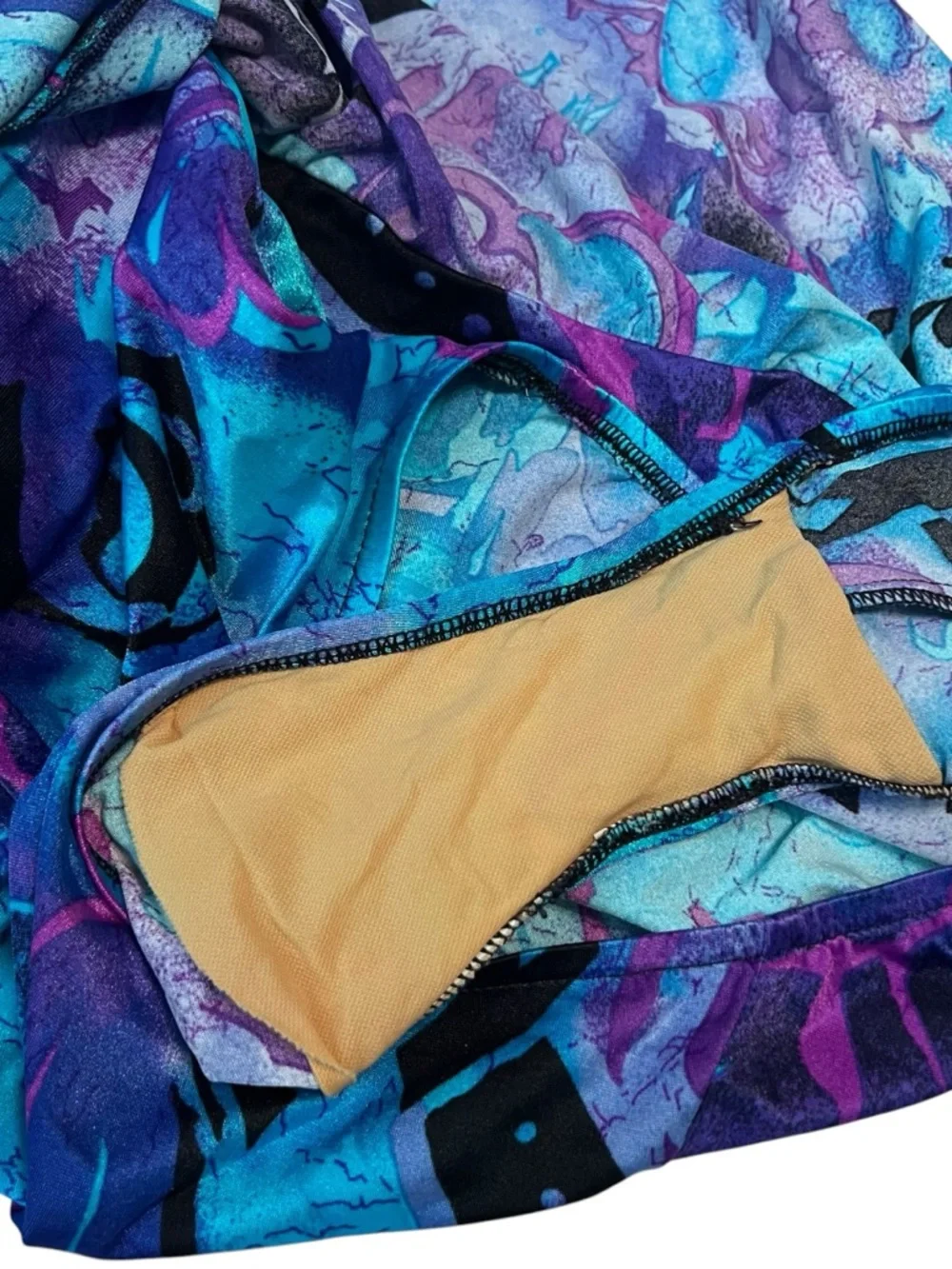 Vintage Le Cove 90s Skirted Swimsuit‎ 18W Teal Floral Built In Bra Modest Swim